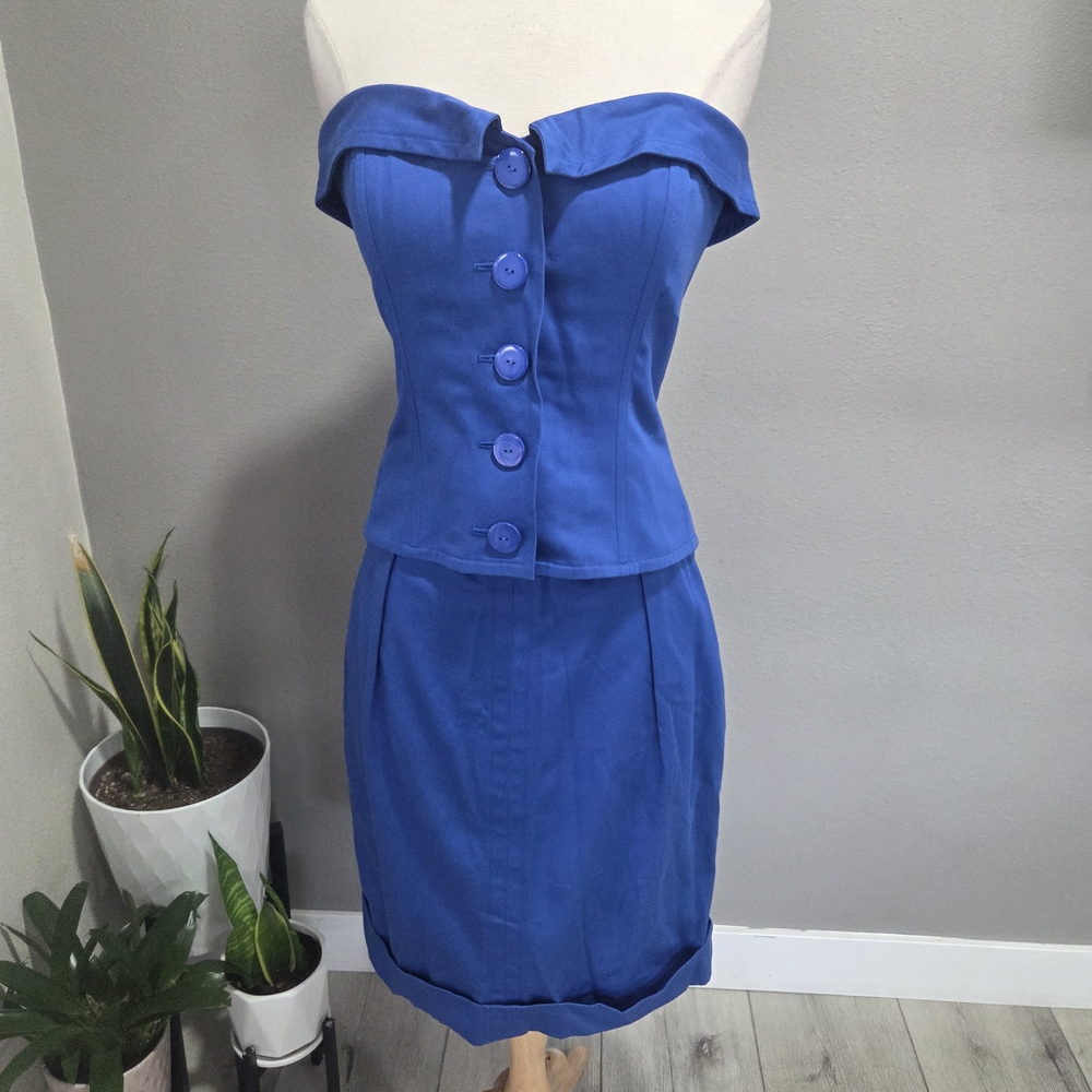 Yves Saint Laurent Royal Blue Pencil Skirt